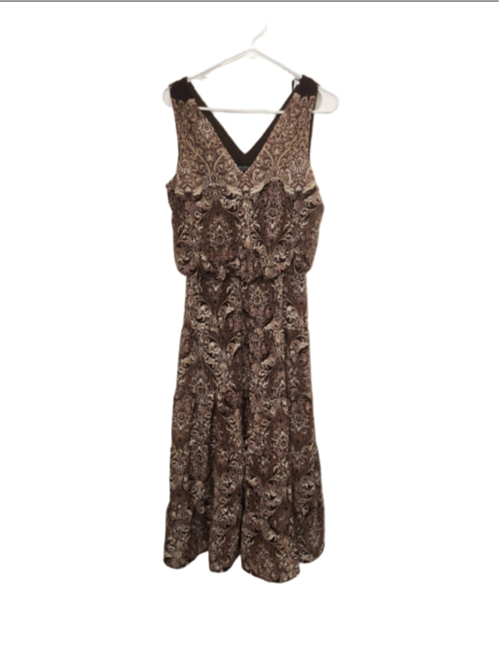 Perceptions Brown Beige Paisley Print Maxi Dress Size 10